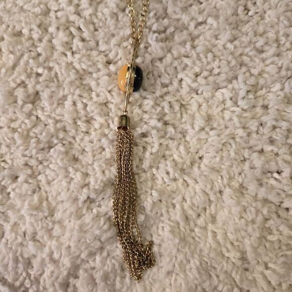 Vintage Gold Tone Long Tassle Necklace 2 sided - Picture 5 of 8